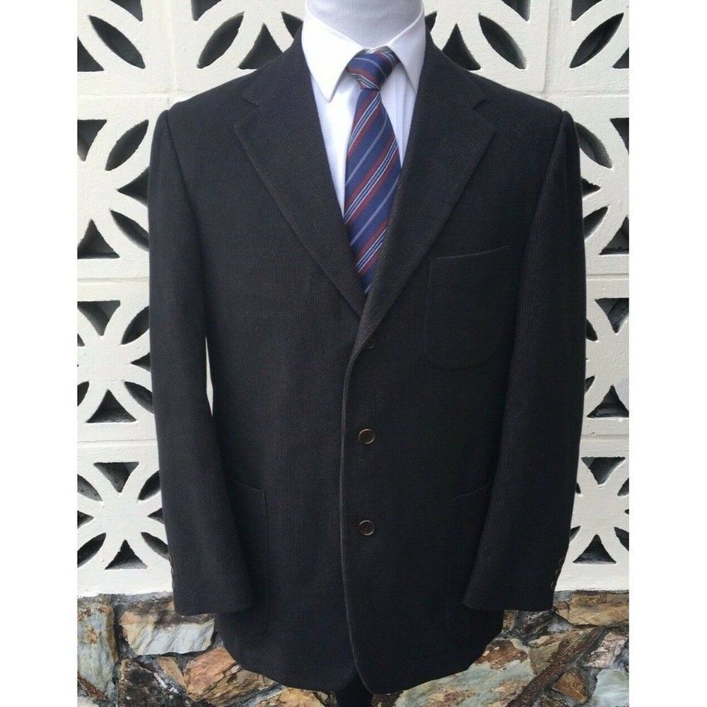 Gitman Bros Men's Sports Coat Brown Corduroy‎ Brown Textured Made in Italy 42 R